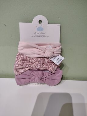 NWT Cloud Island 3 Ct Knot Pink Baby Girl Headbands Size 0-6 Months Accessory